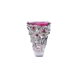 Maurie Floral Cocktail Ring V2 - Pink Long Cushion W219