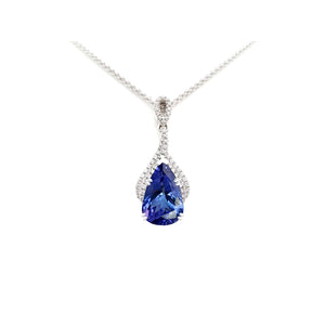 Bethany Semi Halo Gemstone Pendant - Tanzanite Pear W224