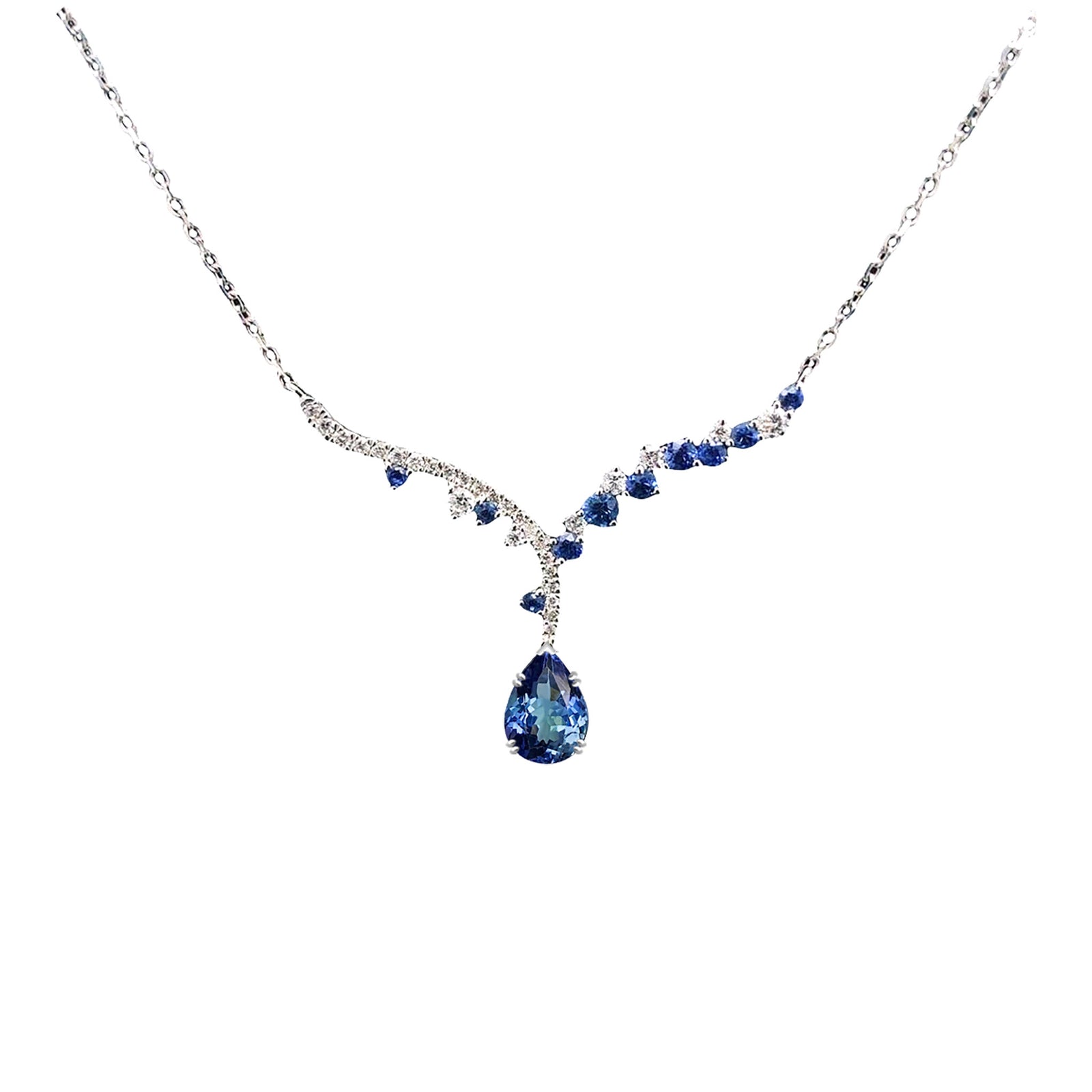 Avalyn Drop Down Necklace - Tanzanite Pear W226