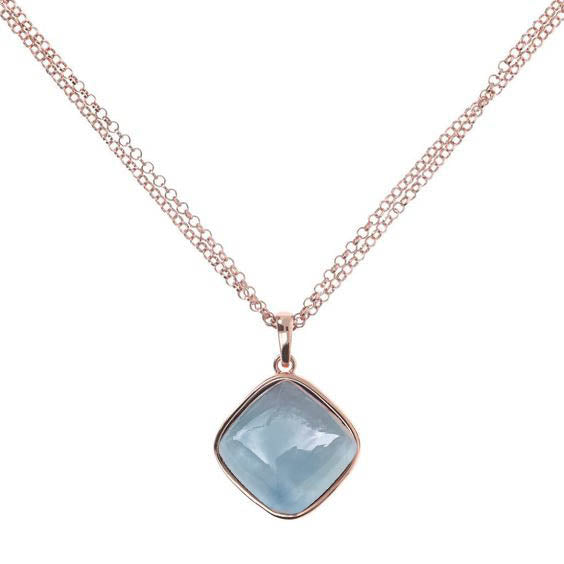 Calra Bezel Set Pendant - Blue Cushion W237