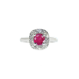 Dianna Halo Engagement Ring - Red Cushion 2022-138 W239