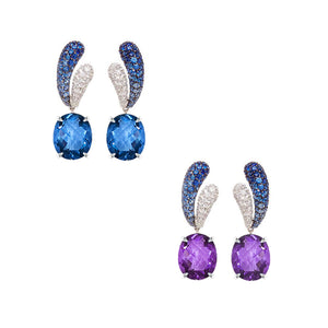 Aquana Pave Setting Earrings - Colour Change Oval W242