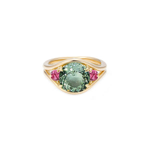 Nusa Three Stone Ring - Green Round W246