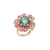 Bloomy Flower Pave Gemstone Ring - Green Round W248