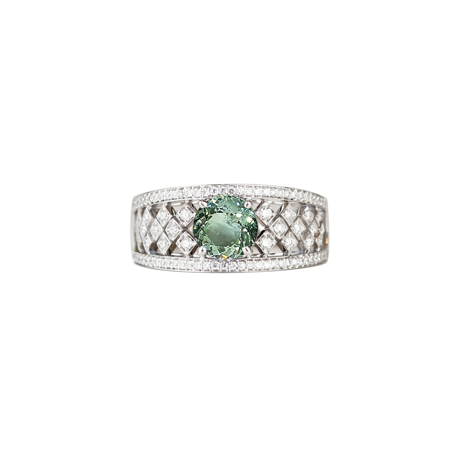 Netty Gemstone Ring - Green Round W249