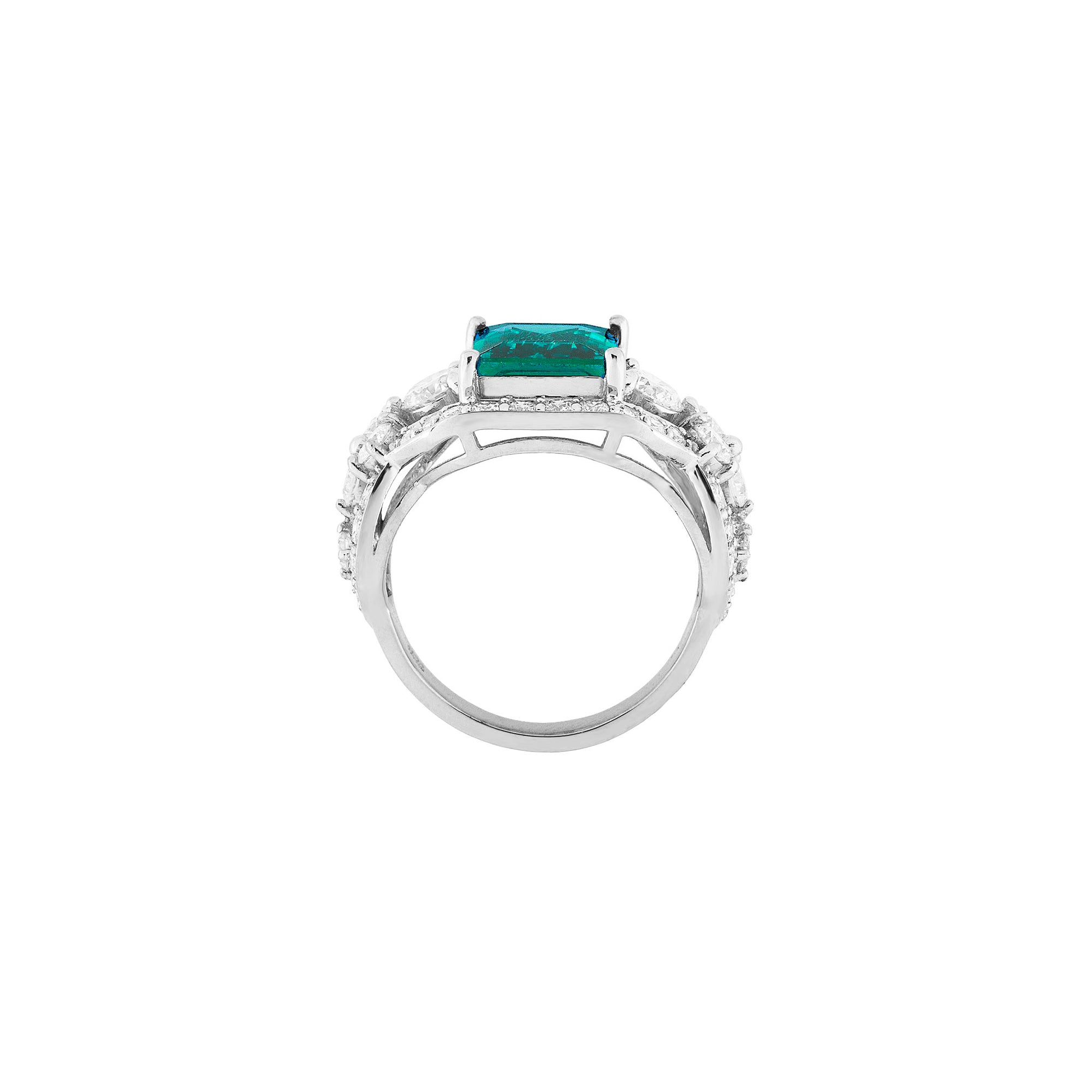 Wintaz Semi Halo Gemstone Ring - Blue Emerald 2021-221