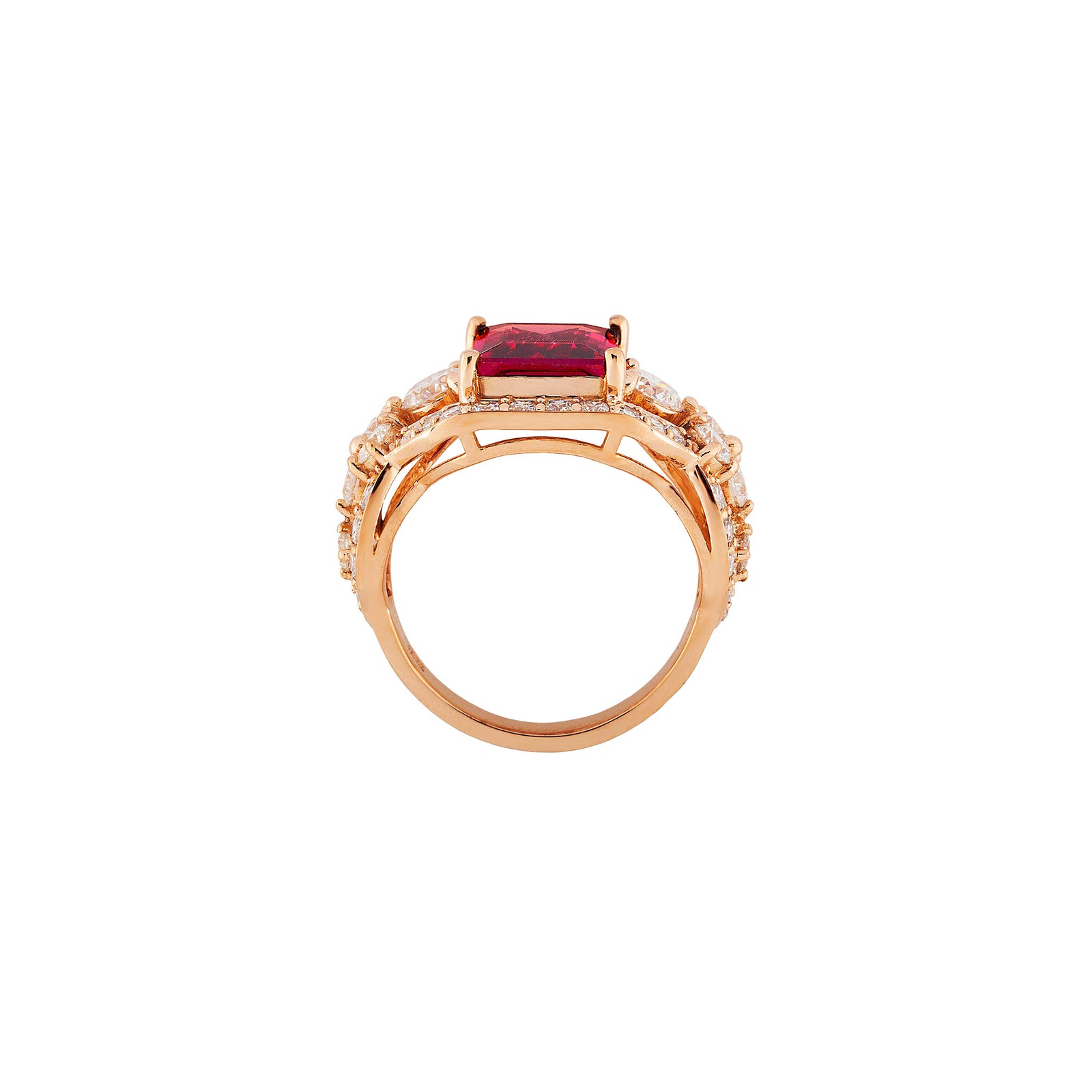 Wintaz Semi Halo Gemstone Ring - Red Long Cushion 2021-221
