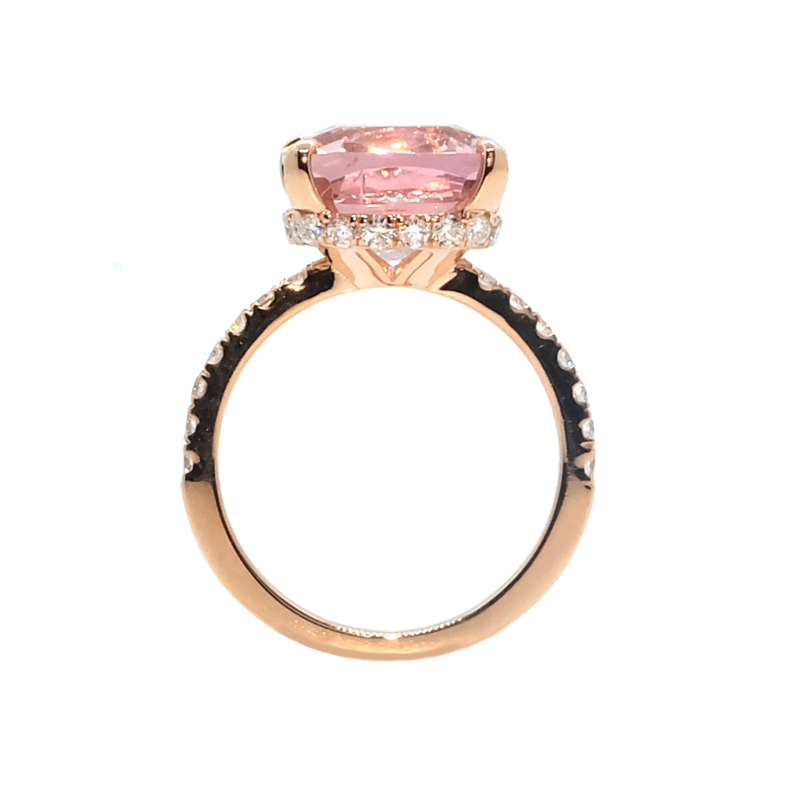 Yura Hidden Halo Solitaire Ring - Pink Tourmaline Long Cushion 2020-186