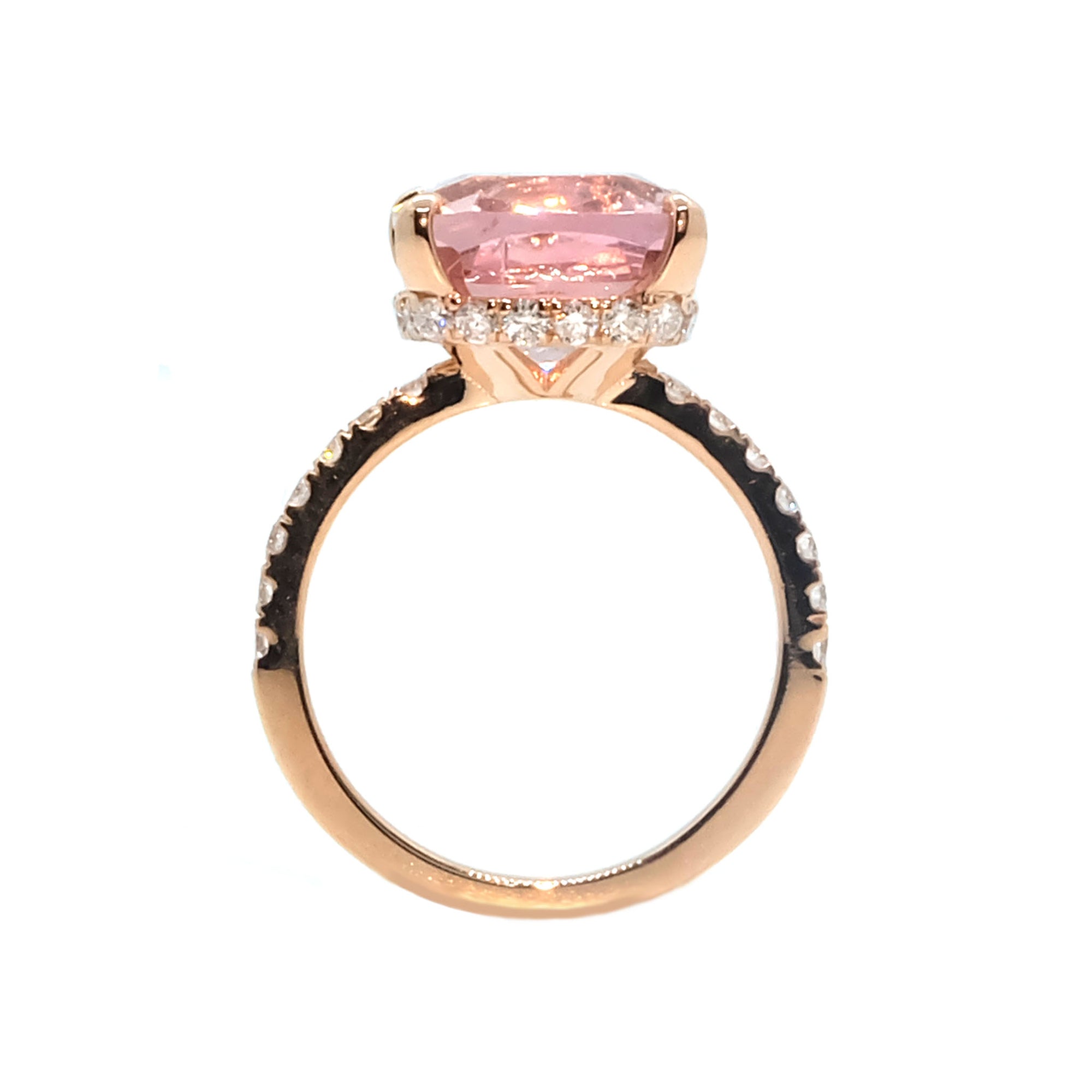 Yura Hidden Halo Solitaire Ring - Pink Tourmaline Long Cushion 2020-186