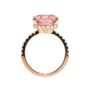 Yura Hidden Halo Solitaire Ring - Pink Spinel Long Cushion 2020-186