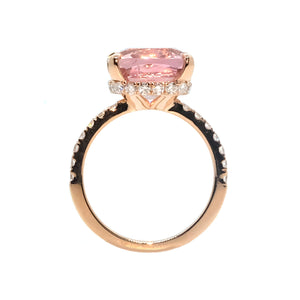 Yura Hidden Halo Solitaire Ring - Pink Spinel Long Cushion 2020-186