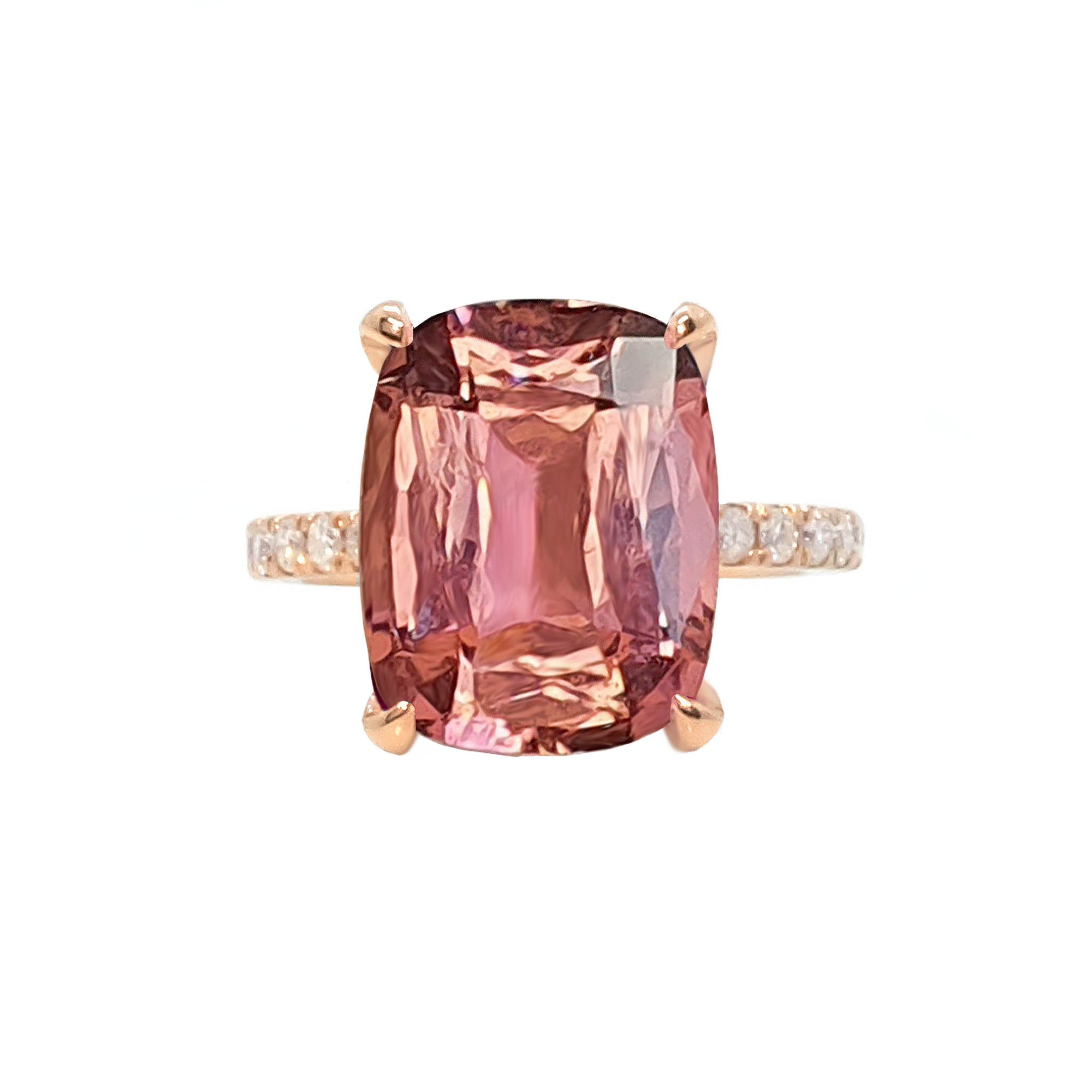 Yura Hidden Halo Solitaire Ring - Pink Tourmaline Long Cushion 2020-186