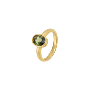 Zanio Bezel Setting Solitaire Ring - Green Oval 2021-206